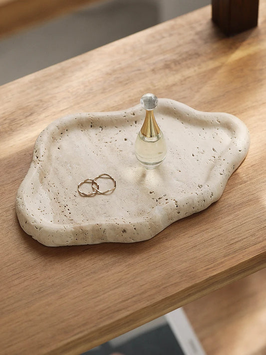 The Aura Travertine Catch-All Tray