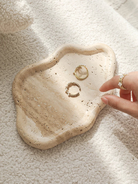 The Aura Travertine Catch-All Tray